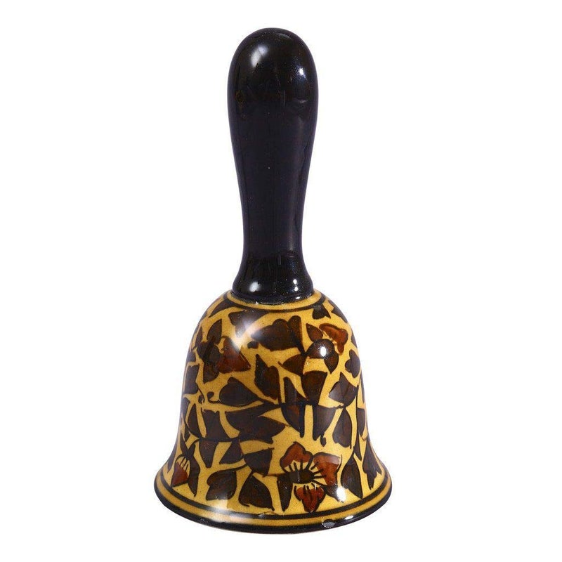 caffeine Ceramic Stonwear Handmade Brown Sehra Dinner Bell (Set of 1) - Image 1