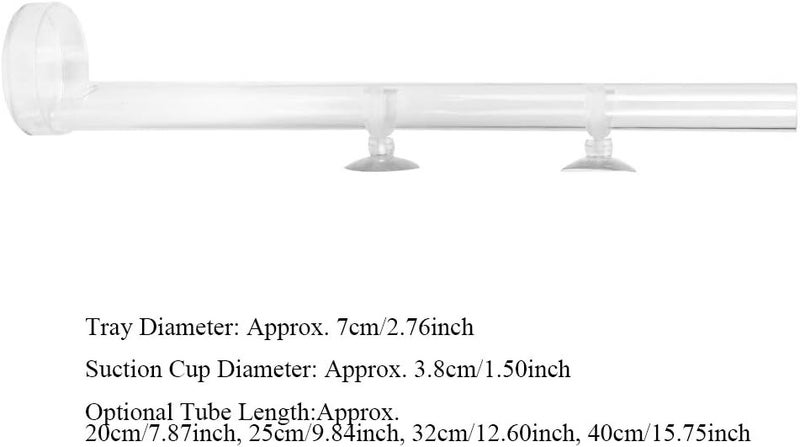ciciglow Shrimp Feeding Tube and Dish Set,Acrylic Shrimp Feeder Tube Feeding Dish Bowls for Fish Tank Aquarium Shrimp Fish, with 2 Suction Cups,Fish Tank Feeding Supplies(Tube Length 40cm) - Image 2