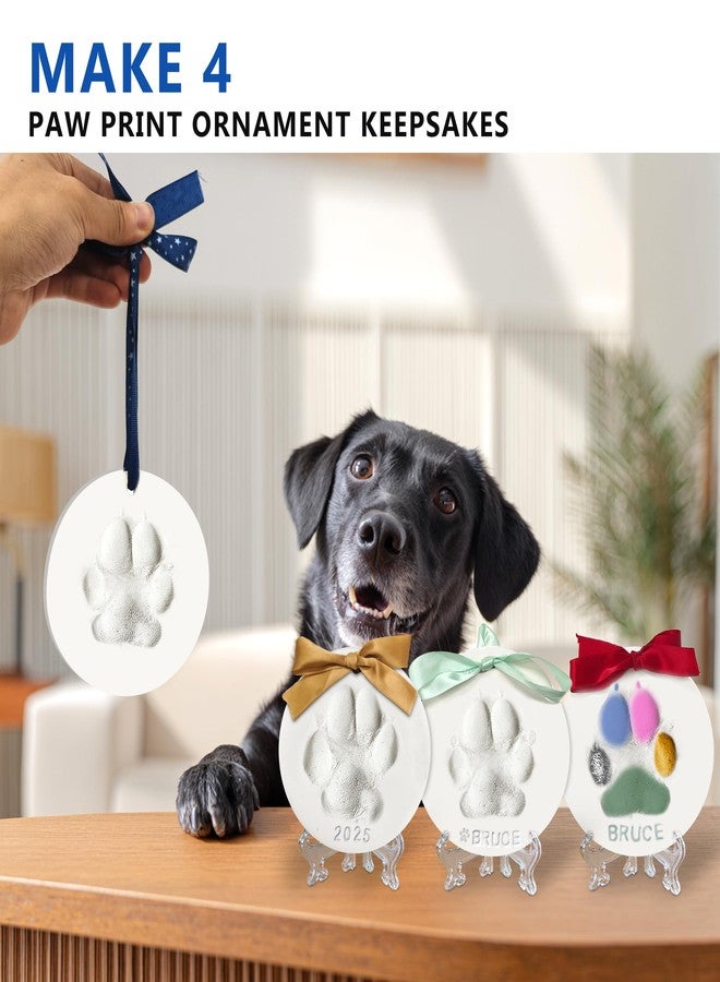 MYPAWLETS Dog Cat Pawprints Keepsake Kit,Make 4 Clay Paw Print Ornaments,Soft & Non-Toxic Clay,Pet Paw Prints Impression Kit,Dogs Christmas Tree Ornament,Gift for Pet Lovers-4 Round - Image 2