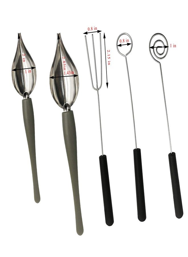 ام ال او ال ام طقم ملاعق تزيين الرسم مكون من قطعتين، طقم ملاعق وشوكات غمس الشوكولاتة مكون من 3 قطع - Image 4