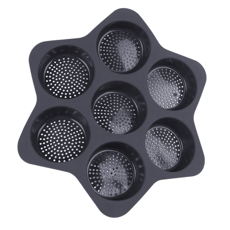 Hamburger Bun Mold 7 Cavity Silicone Non Stick Dishwasher Safe Household Hamburger Bread Form Baking Pan for Egg Sandwich Cornbread Layer Cake Grey - Image 4
