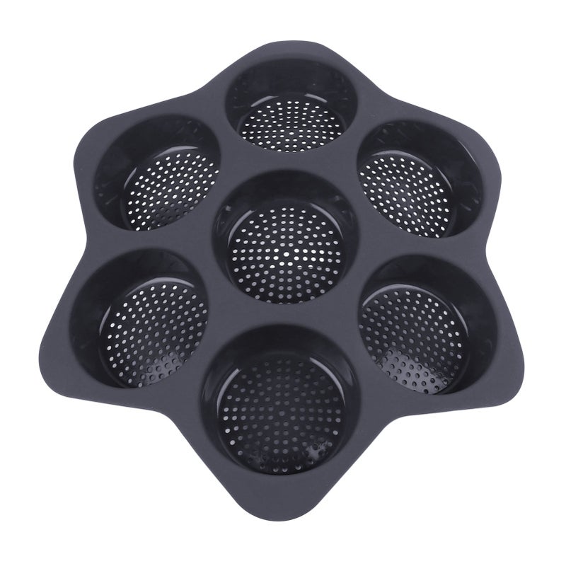 Hamburger Bun Mold 7 Cavity Silicone Non Stick Dishwasher Safe Household Hamburger Bread Form Baking Pan for Egg Sandwich Cornbread Layer Cake Grey - Image 2