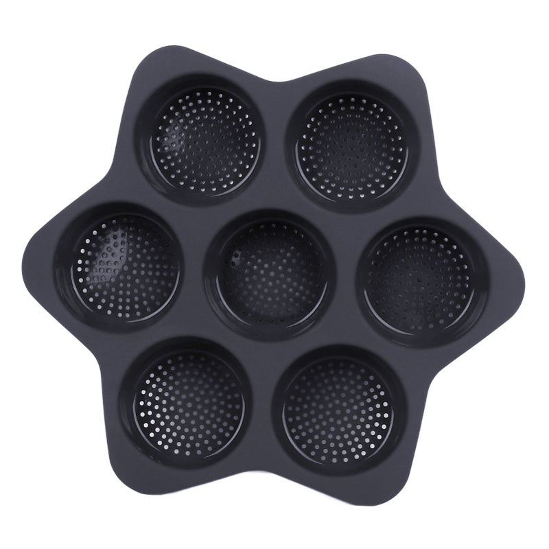 Hamburger Bun Mold 7 Cavity Silicone Non Stick Dishwasher Safe Household Hamburger Bread Form Baking Pan for Egg Sandwich Cornbread Layer Cake Grey - Image 1
