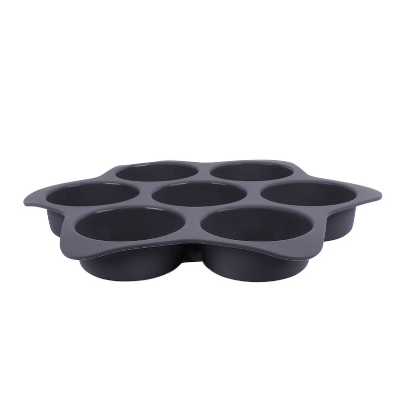 Hamburger Bun Mold 7 Cavity Silicone Non Stick Dishwasher Safe Household Hamburger Bread Form Baking Pan for Egg Sandwich Cornbread Layer Cake Grey - Image 5