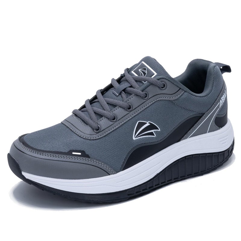 IIV Men's Orthotic Walking Shoes with Arch Support for Plantar Fasciitis & Flat Feet | Shock Absorbing Work Sneakers for Knee, Heel, Ankle Pain Relief & Daily Comfort Grey Black - Image 1