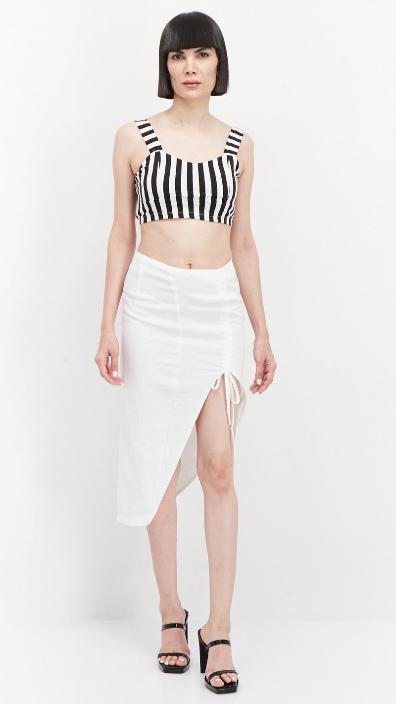 SNDYS تنورة ميدي بسيطة للنساء، بيضاء - Image 3