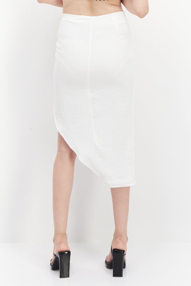 SNDYS Women Plain Midi Skirt, White - Image 4