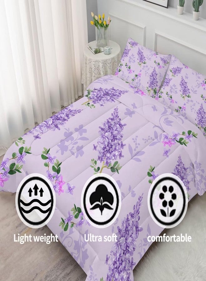 FUYEUN Purple Floral Comforter Set Twin Size,Lilac Flower Bedding Sets for Girls Women Teens Farmhouse Bedroom Bed Bedspread Quilt,1 Comforter,1 Pillow Case - Image 5