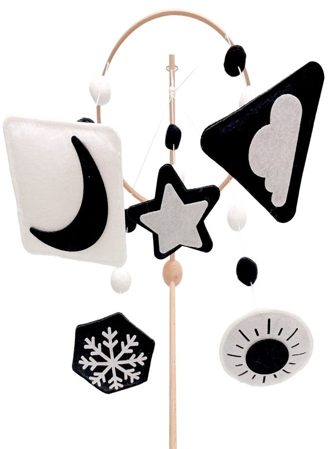 Vlokup Montessori Mobile, Black and White Baby Crib Mobile, Neutral Nursery Mobile Decoration for Pack N Play, for Baby Boy & Girl, Sun, Moon, Star, Snow, Cloud - Image 1