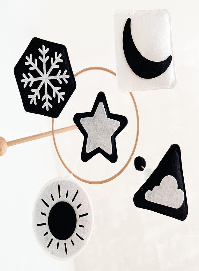 Vlokup Montessori Mobile, Black and White Baby Crib Mobile, Neutral Nursery Mobile Decoration for Pack N Play, for Baby Boy & Girl, Sun, Moon, Star, Snow, Cloud - Image 4