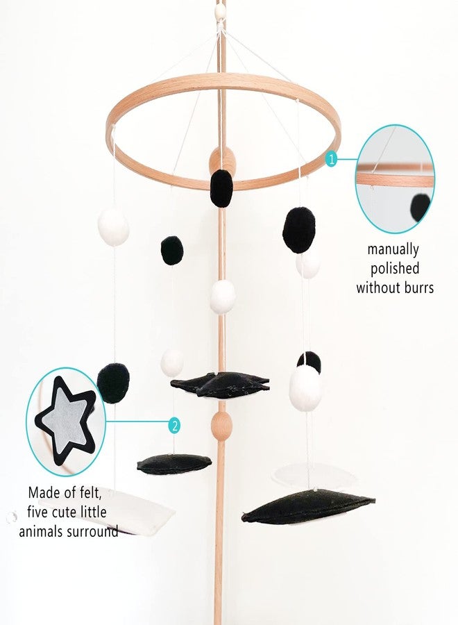 Vlokup Montessori Mobile, Black and White Baby Crib Mobile, Neutral Nursery Mobile Decoration for Pack N Play, for Baby Boy & Girl, Sun, Moon, Star, Snow, Cloud - Image 3