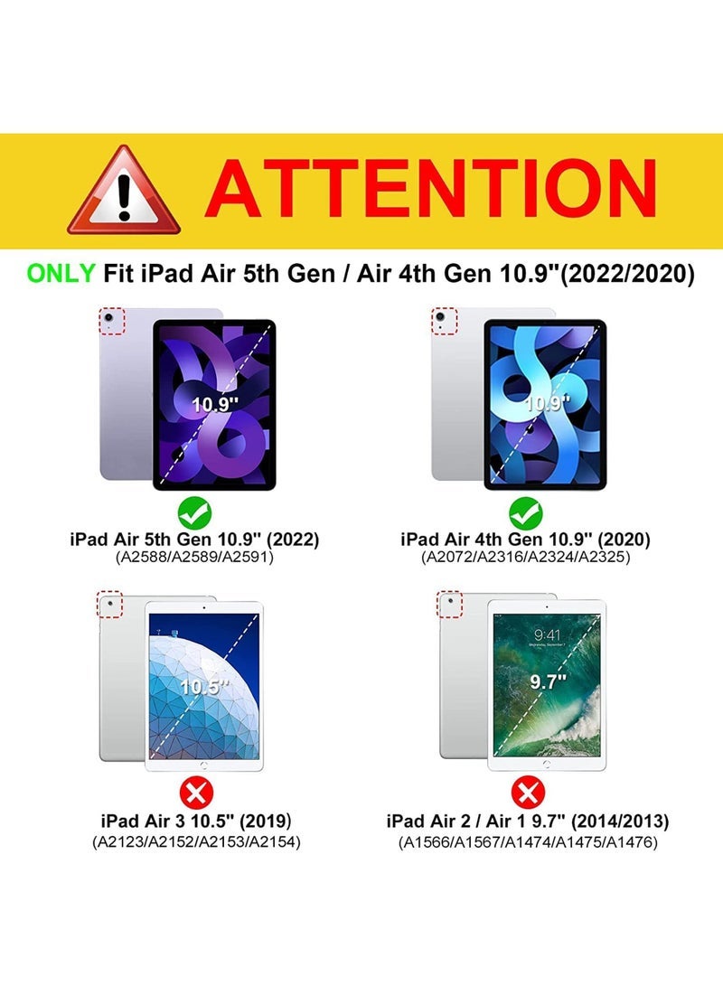 كابتن تيك جراب لوحة المفاتيح لجهاز iPad Air 5/4 iPad 10.9 بوصة 2022 2020 مع لوحة مفاتيح لاسلكية قابلة للفصل مغناطيسيًا لجهاز iPad 10.9 Air 5th Generation - Image 2