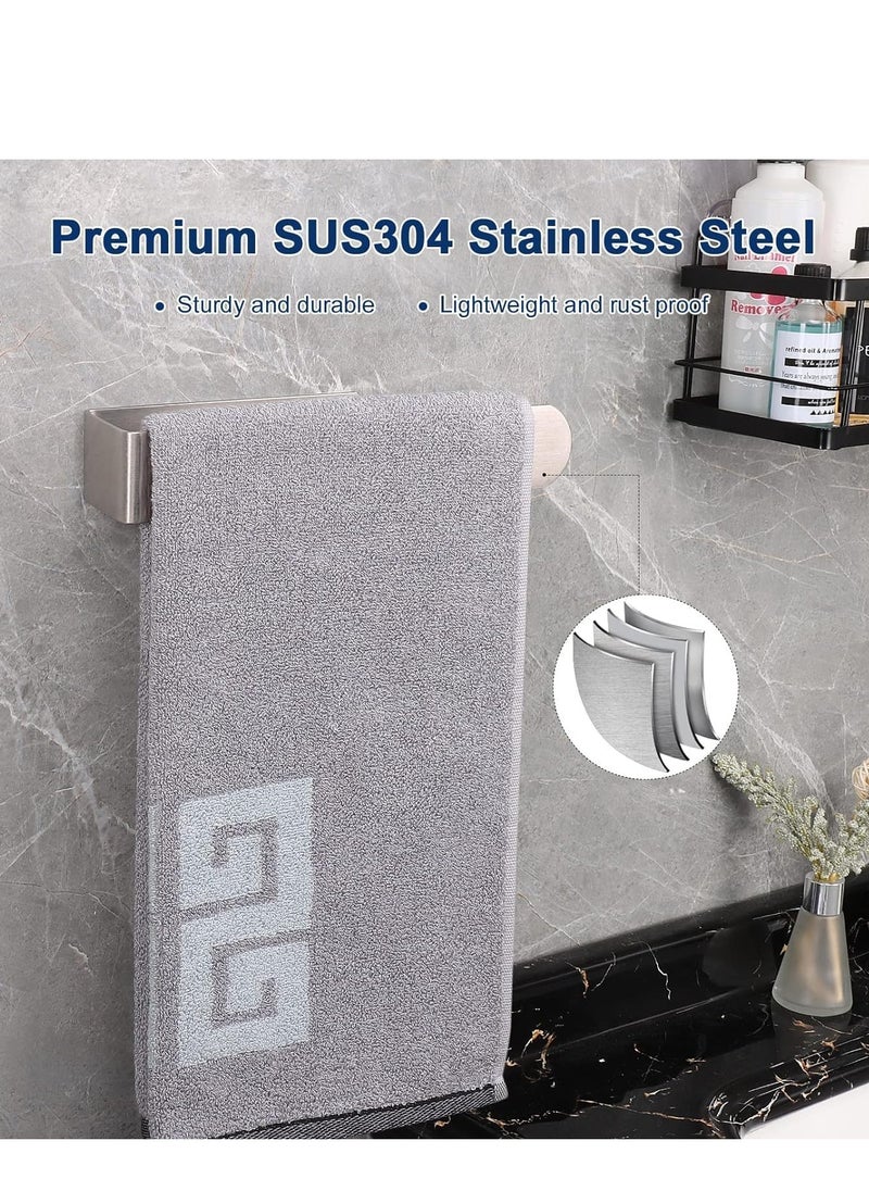 Yoawllty 2 Packs Bathroom Towel Hanger Wall-Mounted, Stainless Steel Towel Bar, Self Adhesive Towel Rack for Bathroom Kitchen Accesories on Wall (Silver)  - Image 3