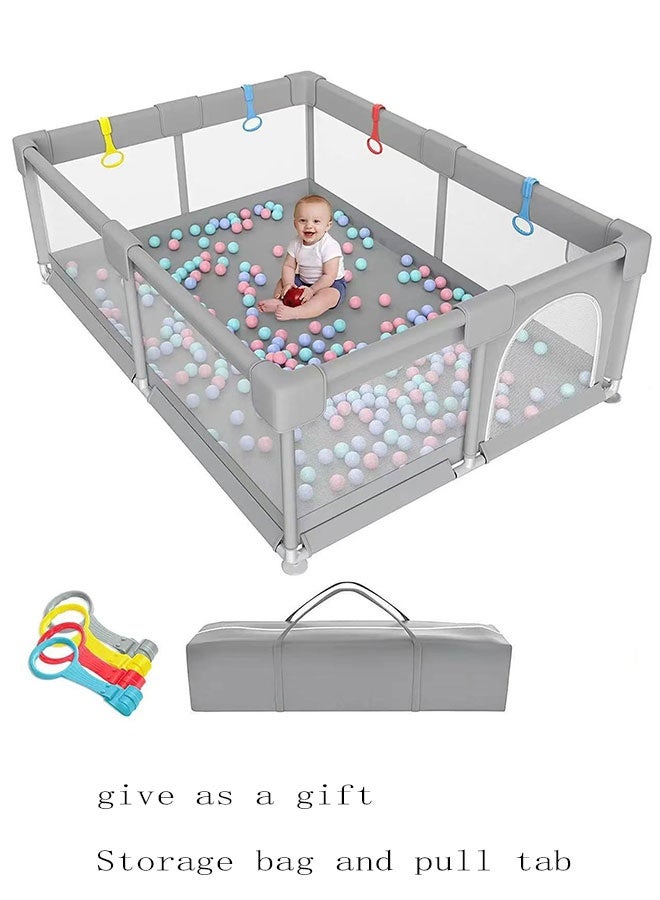 Playpen Fence for Toddlers, Extra Large Baby Playard with Gate, 150x180 cm Infant Safety Activity Center, Sturdy Playpen with Anti-Slip Base, Children's Fences Packable And Portable - Image 1