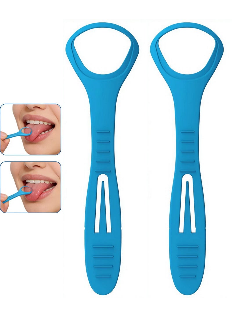 قطعتان من فرشاة اللسان - فرشاة اللسان سهلة الاستخدام - أداة تنظيف اللسان - مكشطة فم متعددة الألوان لإزالة البكتيريا ورائحة الفم الكريهة - تصميم مريح للتنظيف العميق والسريع - Image 1