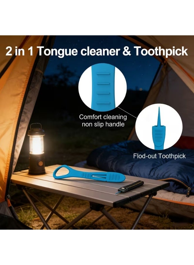 قطعتان من فرشاة اللسان - فرشاة اللسان سهلة الاستخدام - أداة تنظيف اللسان - مكشطة فم متعددة الألوان لإزالة البكتيريا ورائحة الفم الكريهة - تصميم مريح للتنظيف العميق والسريع - Image 4