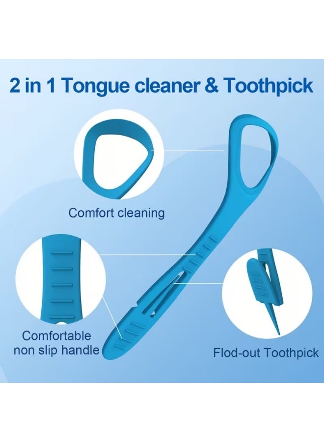 قطعتان من فرشاة اللسان - فرشاة اللسان سهلة الاستخدام - أداة تنظيف اللسان - مكشطة فم متعددة الألوان لإزالة البكتيريا ورائحة الفم الكريهة - تصميم مريح للتنظيف العميق والسريع - Image 5