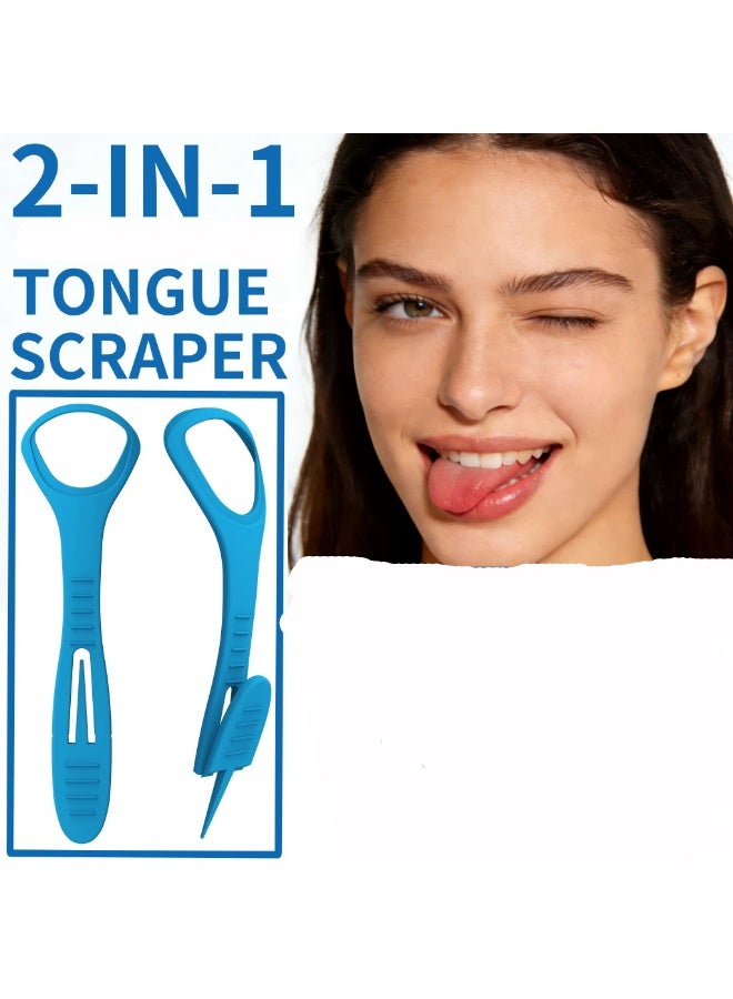 قطعتان من فرشاة اللسان - فرشاة اللسان سهلة الاستخدام - أداة تنظيف اللسان - مكشطة فم متعددة الألوان لإزالة البكتيريا ورائحة الفم الكريهة - تصميم مريح للتنظيف العميق والسريع - Image 3