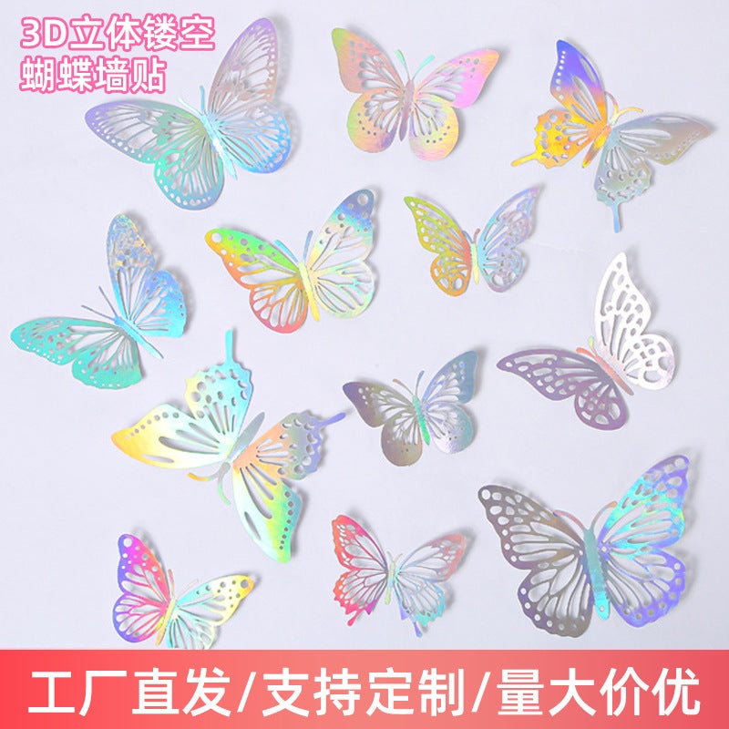 Color Hollow Butterfly Sticker Modern Simple Nordic Paper Simulation Butterfly Wall Sticker Bedroom Wall Decorative Wall Sticker - Image 2