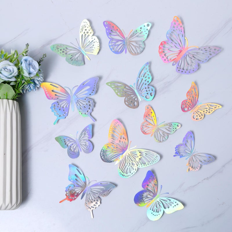 Color Hollow Butterfly Sticker Modern Simple Nordic Paper Simulation Butterfly Wall Sticker Bedroom Wall Decorative Wall Sticker - Image 3