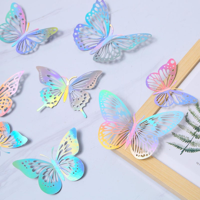 Color Hollow Butterfly Sticker Modern Simple Nordic Paper Simulation Butterfly Wall Sticker Bedroom Wall Decorative Wall Sticker - Image 4