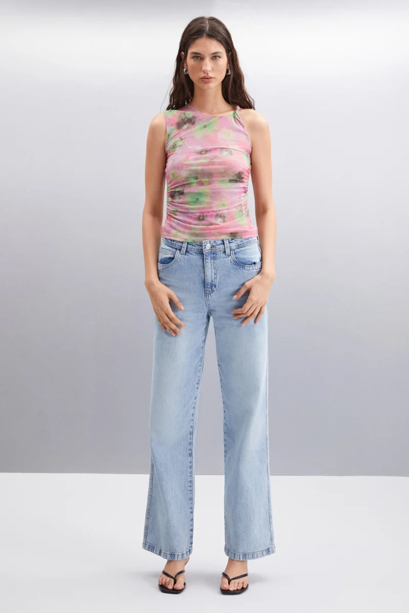 جريميلانج Jeri Women's Polyester Slim Pink Blouse