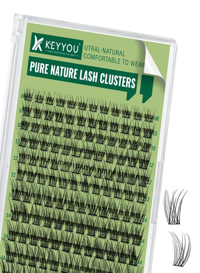 KEYYOU Natural Lash Clusters Wispy Eyelash Clusters 144 pcs Cluster Eyelash Extensions D Curl Individual Lashes 8-18MIX Mix Length Light and Natural Lashes Look with Thin Lash Band by KEYYOU(N01-8-18MIX-D) - Image 1