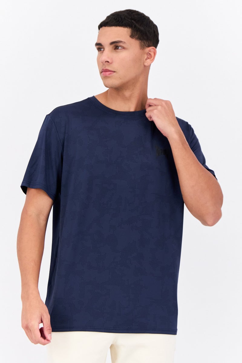 TapouT Men Sportswear Fit Short Sleeves Training T-Shirt, Navy Blue  - Image 1