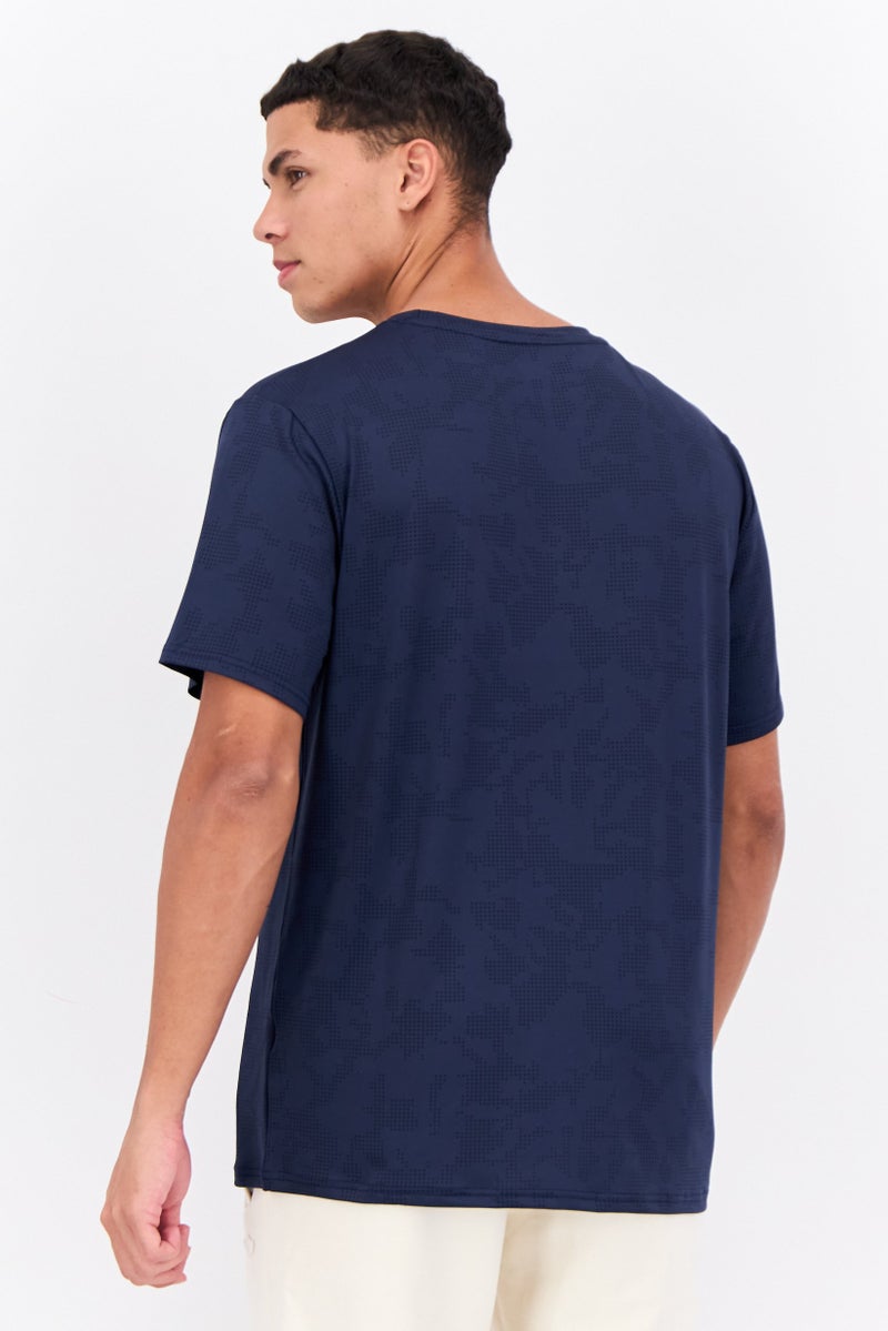 TapouT Men Sportswear Fit Short Sleeves Training T-Shirt, Navy Blue  - Image 3
