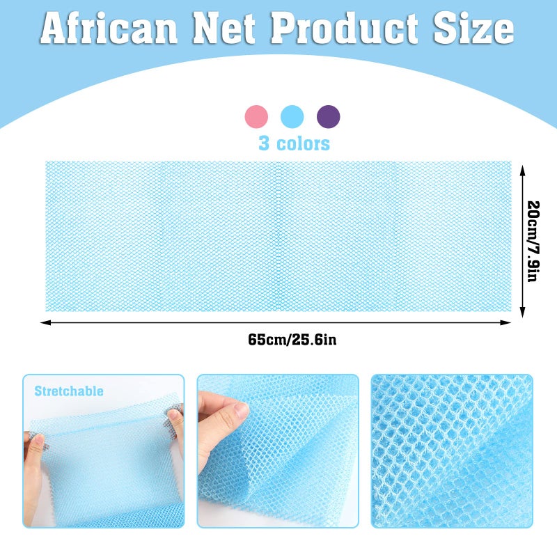 WSICSE 6 Pack African Net Sponge Exfoliating Glove Set, 3 Bath Sponge Body Scrubber Back Scrubber and 3 Pairs Exfoliating Gloves Mother's Day Gifts for Shower - Image 2