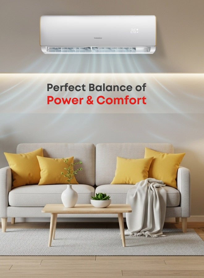 TORNADO 1.5 Ton Cool Split Air Conditioner, 18000 BTU, T3 Compressor, white, R410 Refrigerant, Turbo Mode, Digital Display, Golden fin, 4 Ways Swing, TH-C18AHK - Image 1
