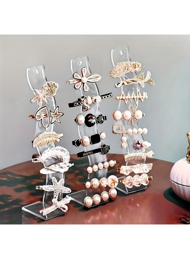 Black Acrylic Jewelry Display Rack Multi Tier Stand for Hairpins Earrings - Image 1