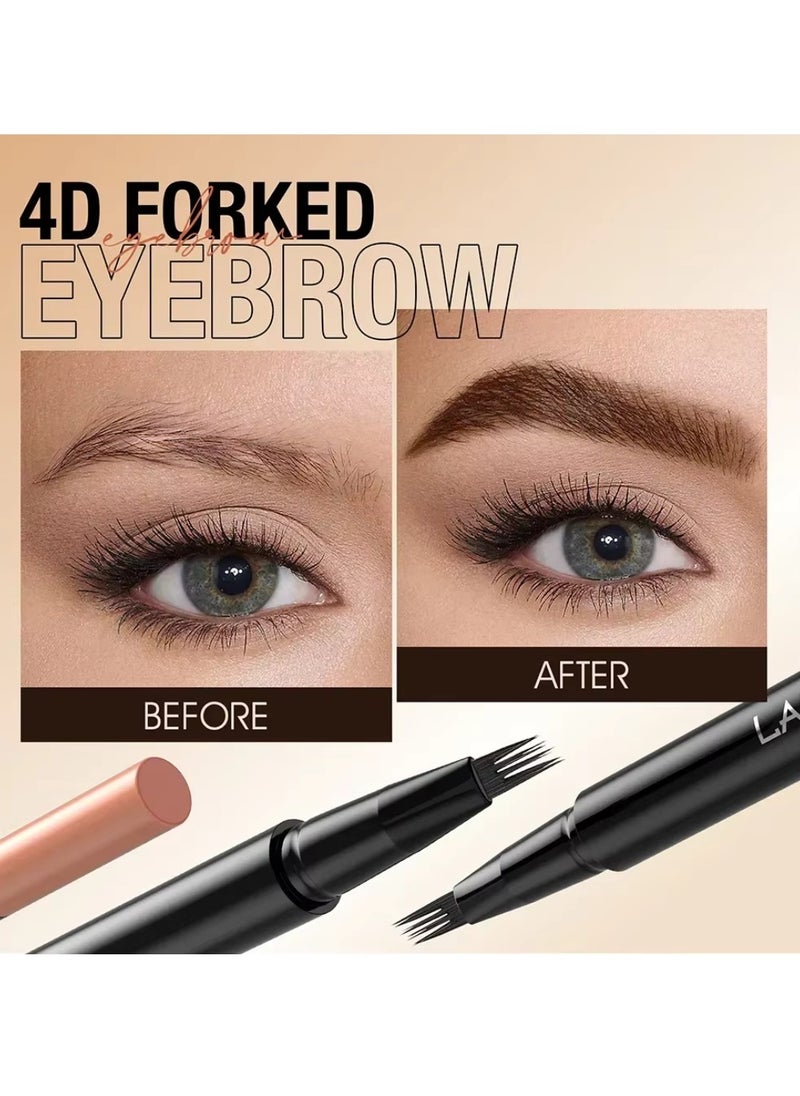 LANGMANNI 4D Forked Eyebrow Pen Micro Tip Lasting Water Eyebrow Pencil Tattoo Eyebrow Pen with 4 Fork Tip Waterproof and Smudge Proof Brow Pen Effortless Natural Eyebrow Pen Ash Brown 03  - Image 3