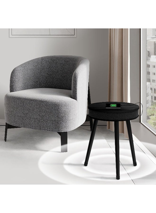 Home Box طاولة مovo إيدن الجانبية باللون الأسود مع منفذ شحن USB - Image 1