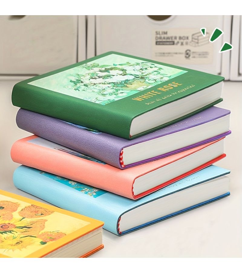 192 Pcs 4.1 X 4.1 Inch Oil Painting Notebook Mini Travel Stamping Book Check In Collection Stamp Album Square Blank Notebook Portable Diary Notebook Shenlan - Image 1