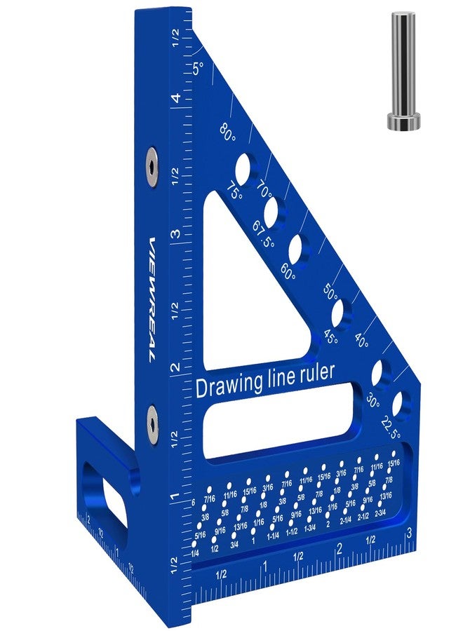 ViewReal 3D Multi-Angle Aluminum Alloy Woodworking Square Ruler, 22.5-90 Degree Protractor, High Precision Miter Triangle Ruler for Engineers, Carpenters, and Craftsmen - Image 1