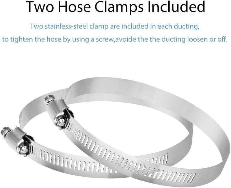 YIJUHOU 4 Inch 5 Feet Dryer Vent Hose, Flexible Aluminum Air Ducting for HVAC Ventilation, Fan Filter and Grow Tent, 2 Clamps Include - Image 4