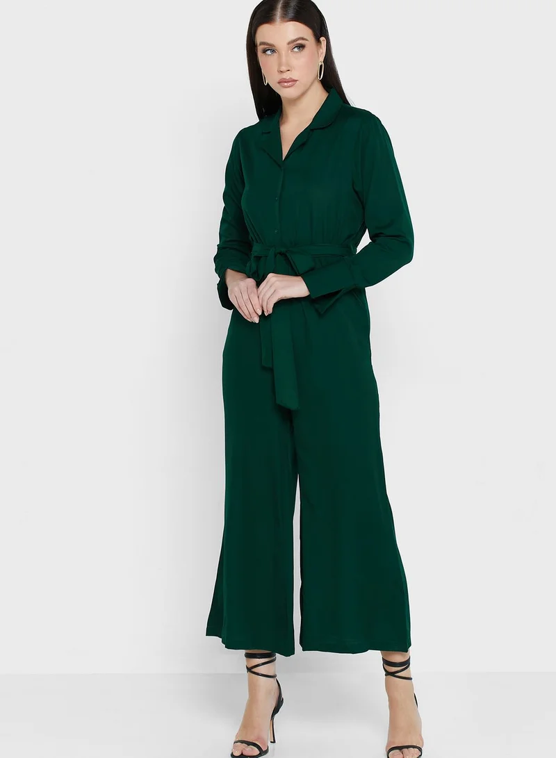 ELLA Belted Solid Jumpsuit