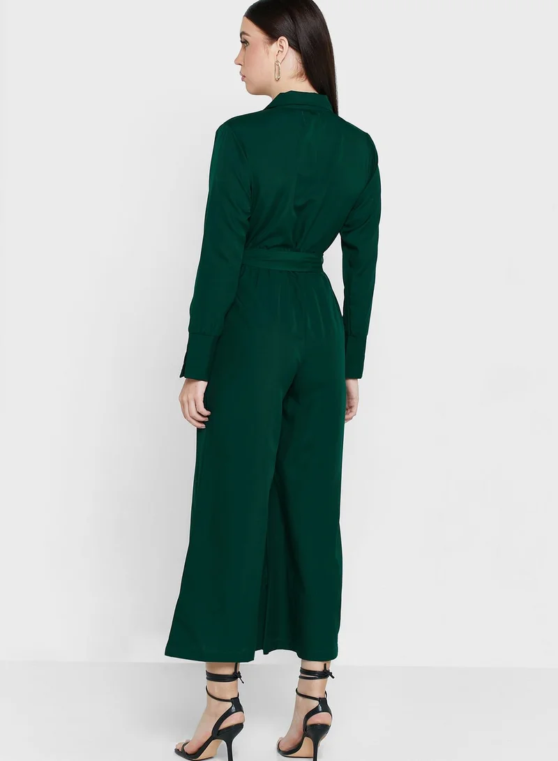 ELLA Belted Solid Jumpsuit