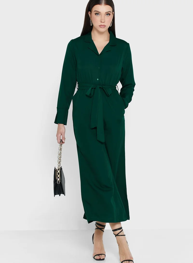 ELLA Belted Solid Jumpsuit