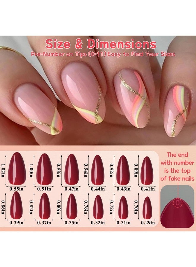 لايفيكس تول 288 قطعة من أظافر اللوز الصناعية، أظافر أكريليك متوسطة الحجم، أظافر صناعية قصيرة بطرف فرنسي مع غراء وعلامات لاصقة، عبوة أظافر صناعية لاصقة، أظافر صناعية - Image 5