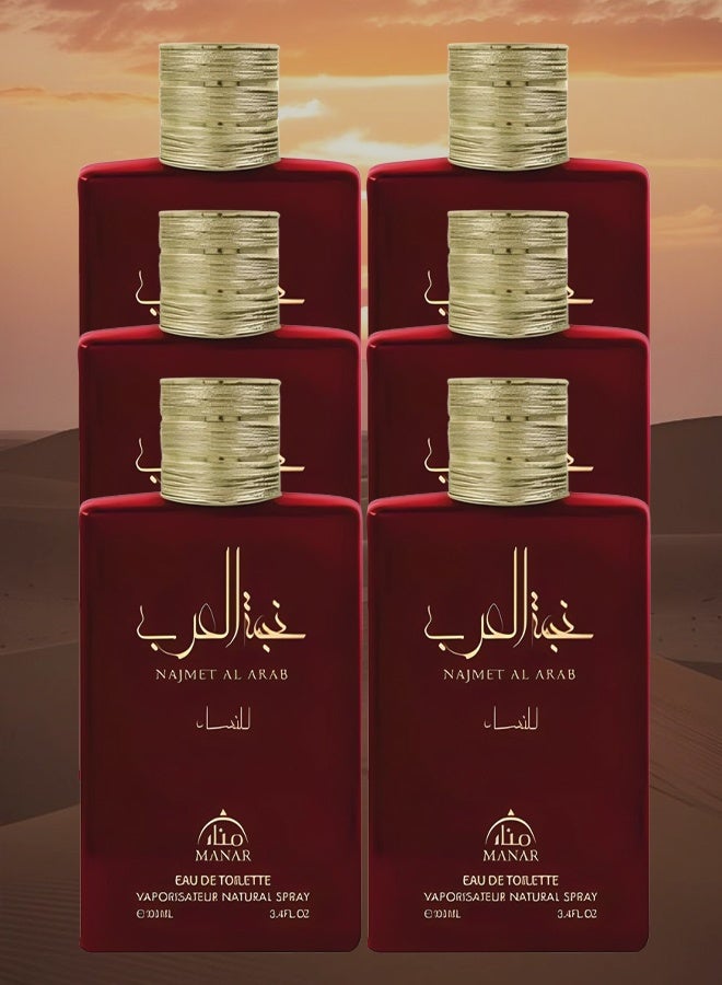 manar 6 Pieces Najmet Al Arab Perfume For Women 100ml EDT - Image 1
