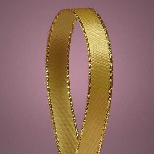 Paper Mart Antique Gold Satin Ribbon with Gold Edges, 3/8" X 50Yd