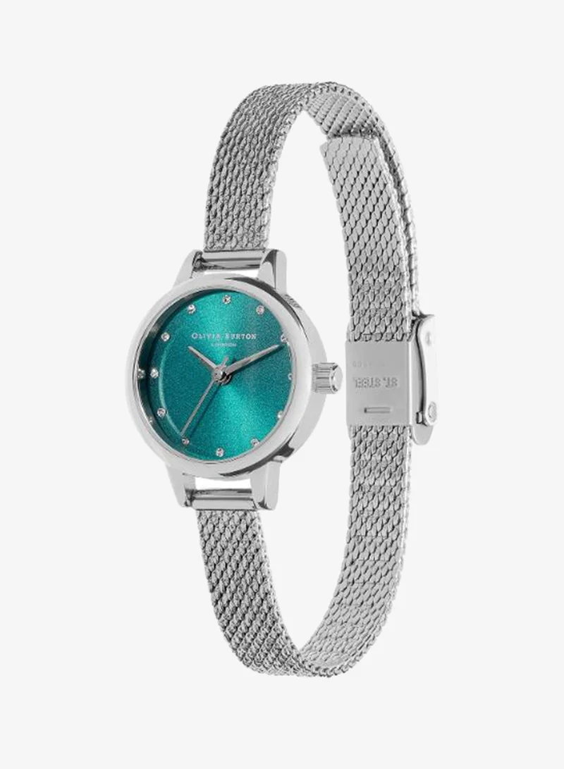 Olivia Burton Women's Quartz Watch, Blue Dial, Stainless Steel Strap