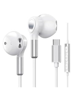 Generic USB C Headphones Compatible for Samsung Galaxy S23 Ultra S22 S21 FE S20, USB C Earphones, with Mic in-Ear Headphones Wired Earbuds, USB Type C Earphones Compatible for Pad Pro Pixel OnePlus (White)  - Image 1