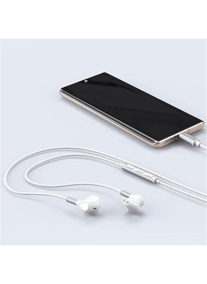 Generic USB C Headphones Compatible for Samsung Galaxy S23 Ultra S22 S21 FE S20, USB C Earphones, with Mic in-Ear Headphones Wired Earbuds, USB Type C Earphones Compatible for Pad Pro Pixel OnePlus (White)  - Image 4