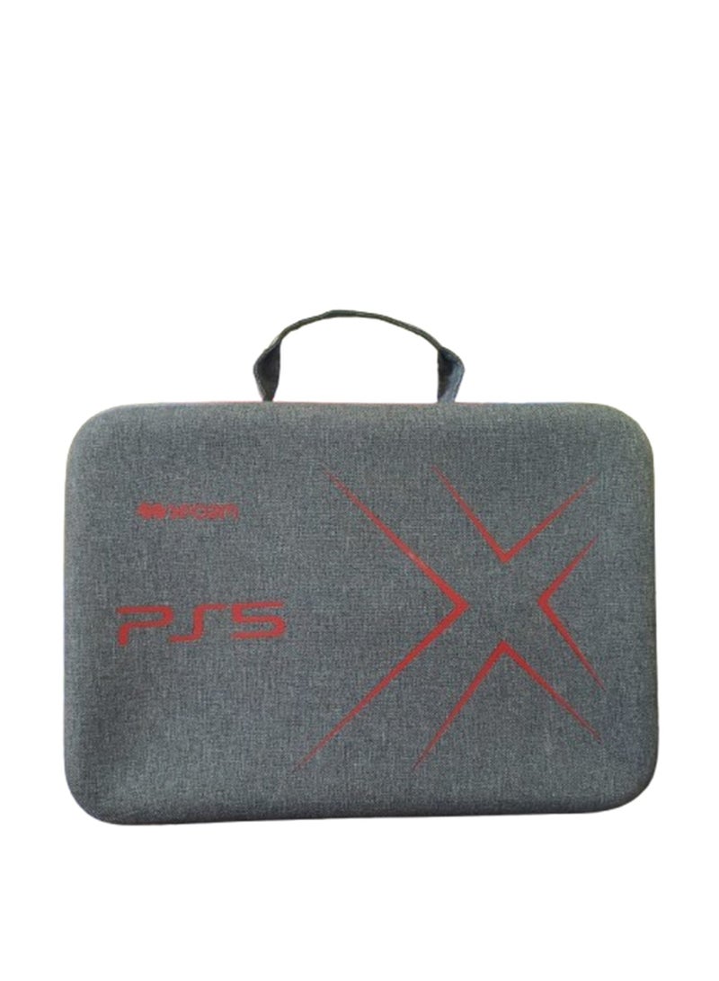 XForm PS5 Host Nylon Bag Storage Bag Can Be One Shoulder Diagonal Portable Handbag Portable Protective PS5 Console, Dual Controller and Accessories (Dark Gray) - Image 1