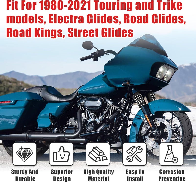 Goldfire Upper Fork Slider Covers Billet Fork Boot Slider Protective Shells Fit For Harley FLT FLHR FLHX FLHT COW Bells Touring Street Glide 1986-2019 Accessories, Black Style - Image 4