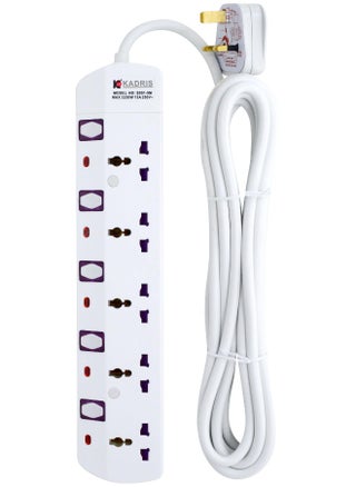 Power Strips S551 Heavy Duty Extension Cord with 5 way Outlets with individual switch, Charging Socket with 5 meter Heat resistant  Extension Cord (White) - pzsku/ZEF0E65481B84993A0865Z/45/_/1729497603/106e1a2e-8201-4cce-854c-919609d21607