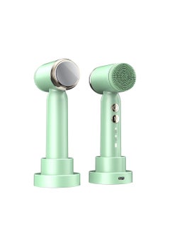 New Electric Facial Cleansing Brush Silicone Beauty Device Face Washing Cleaning Tool Deep Clean Pore Cleanser Green MZ402 (base wireless charging cold and hot compress)